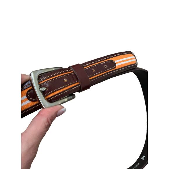 Jack Mason University of Tennessee Orange/Brown Leather Men's Size 44 Belt - Picture 2 of 10